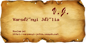 Varsányi Júlia névjegykártya